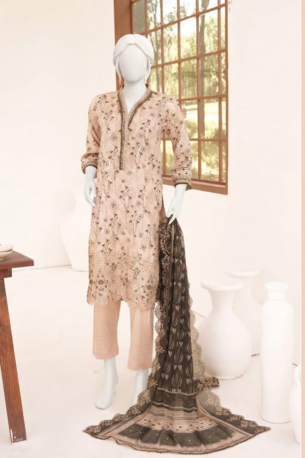 ZESH digital printed embroidered lawn 3 piece suit for women