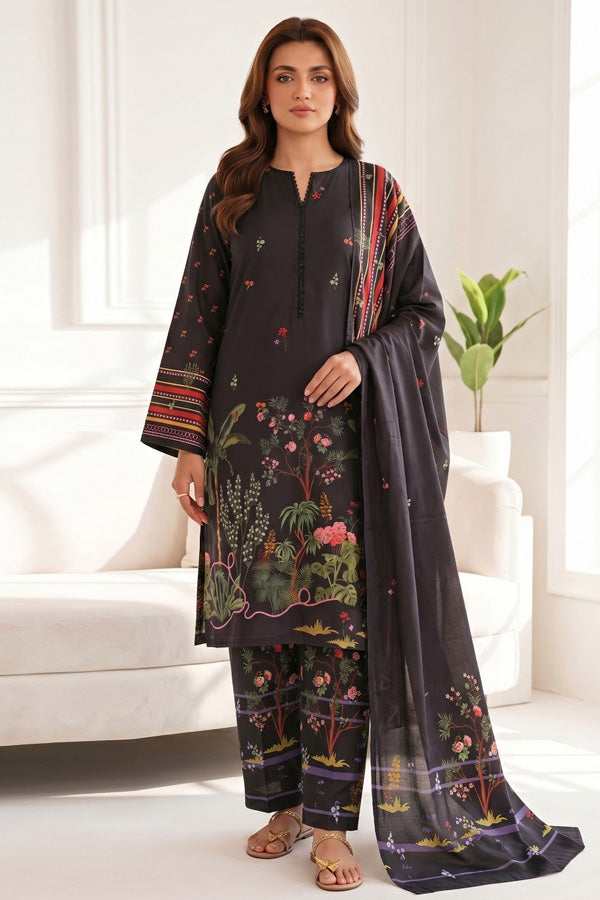 Sapphire 3 Piece Printed Silk Suit | Unstitched Silk Suit Noor E Nazar Textile