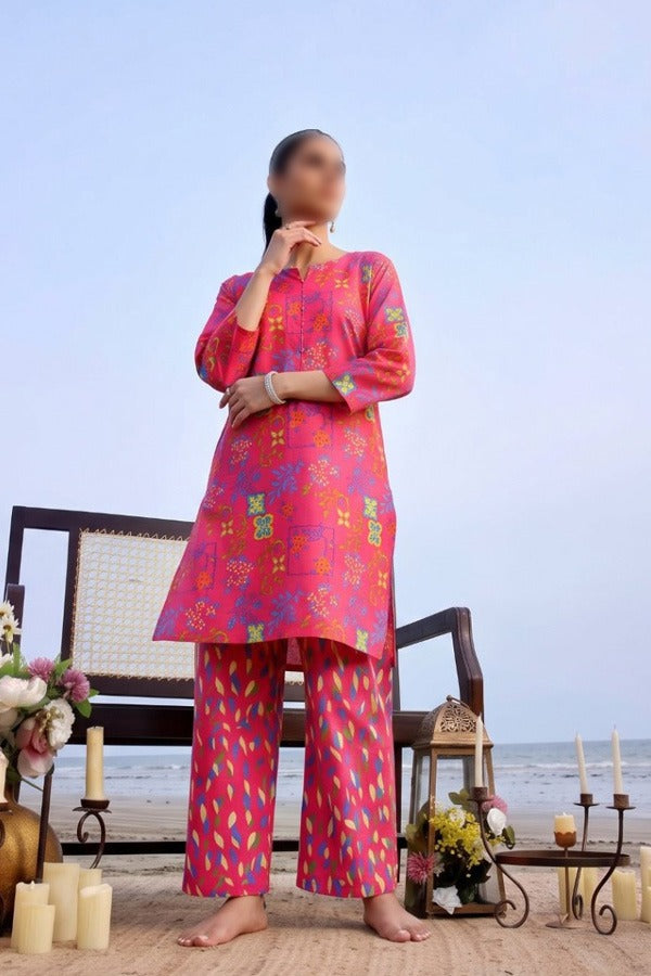 OSMA Digital Printed Linen 2 Piece Unstitched Suit for Women