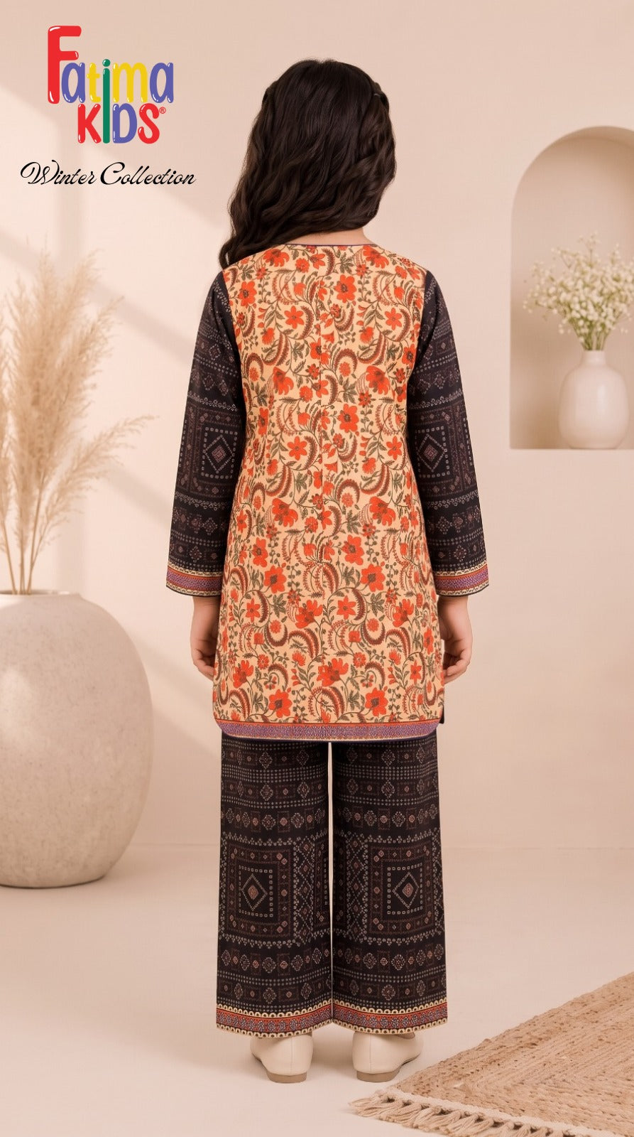 FATIMA KIDS 2 Piece Digital Printed China Linen Suit for Girls