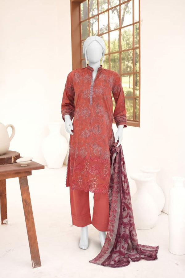 ZESH digital printed embroidered lawn 3 piece suit for women
