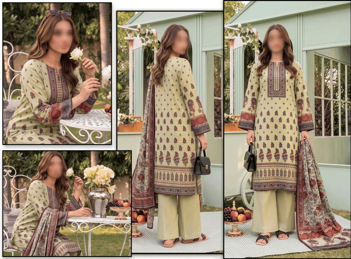 BELLEZA Digital Printed Khaddar 3 Piece Unstitched Suit for Women