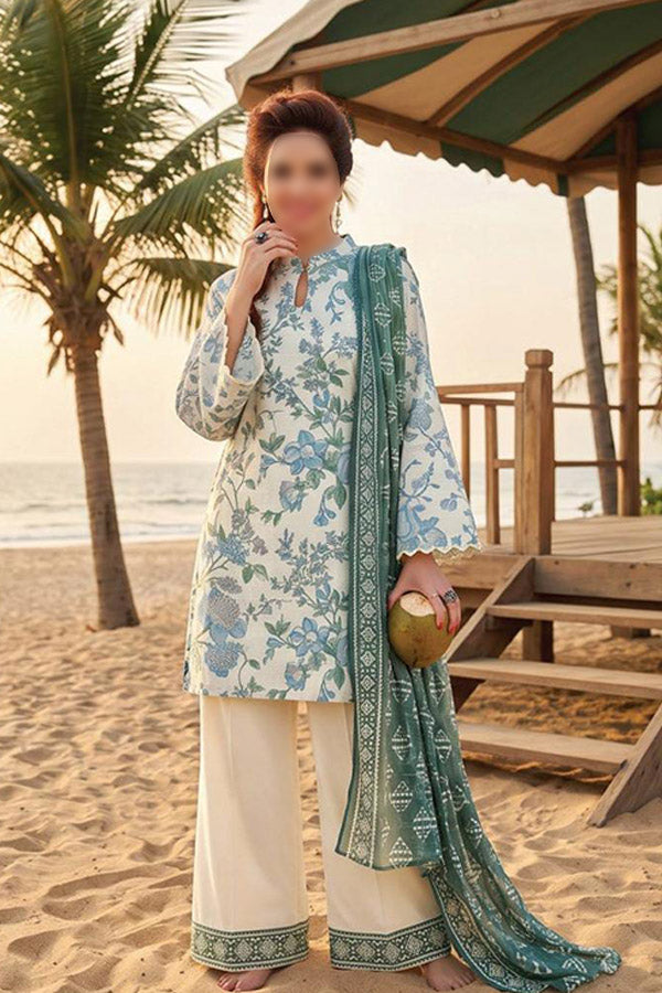 ZESH printed cambric cotton 3 piece suit for women