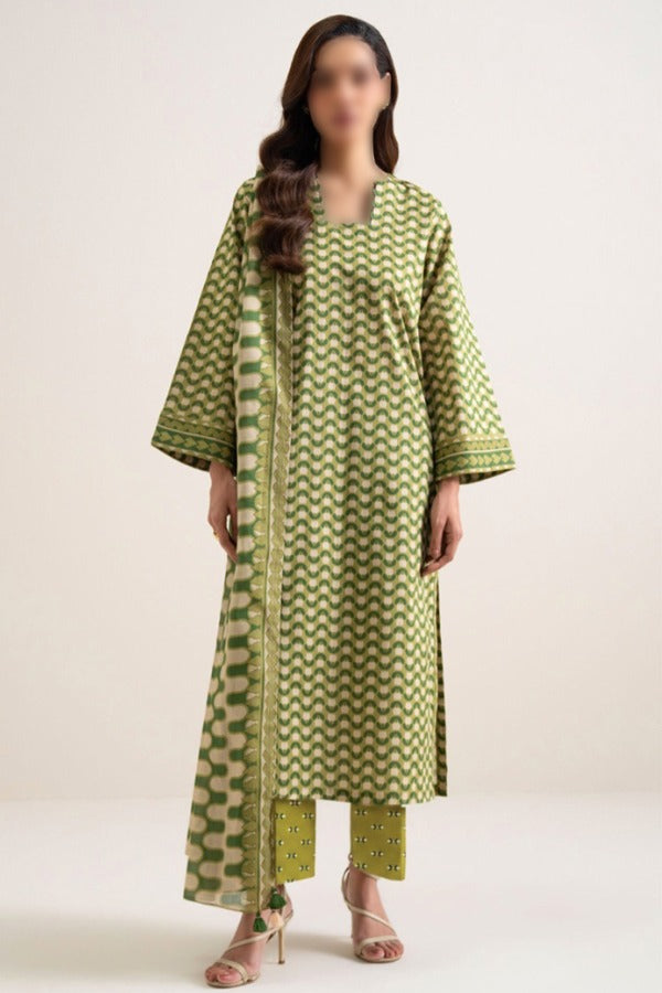 SAPPHIRE printed Karandi 3 piece unstitched suit with shirt, dupatta and trouser