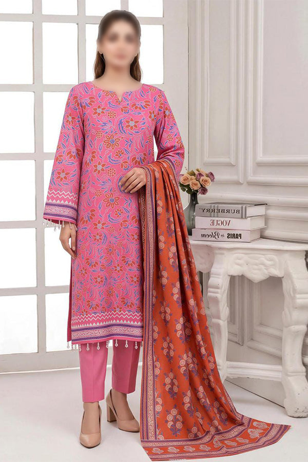 MASHAIM 3 piece unstitched printed Khaddar suit with digital printed Khaddar shirt and shawl