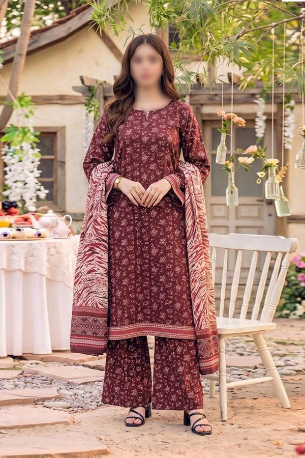 Safina 3 piece unstitched viscose suit with digital floral printed shirt dupatta and trouse