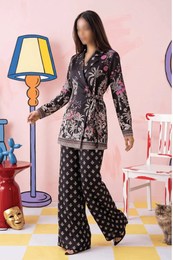 ZESH Digital Printed Silk 2 Piece Unstitched Suit for Women