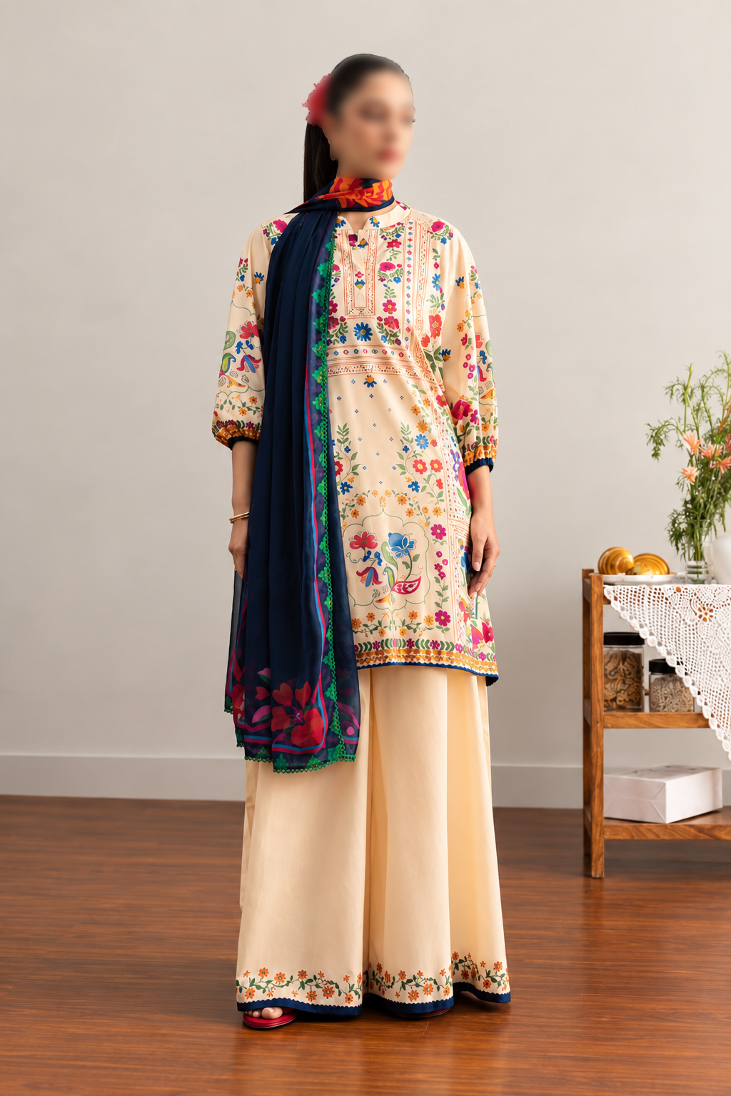 COCO by Zara Shahjahan Avena-3B printed Khaddar 3 piece unstitched suit for women