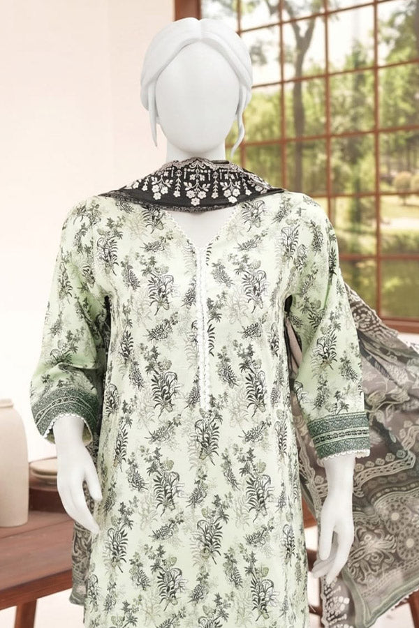 ZESH digital printed embroidered lawn 3 piece suit for women