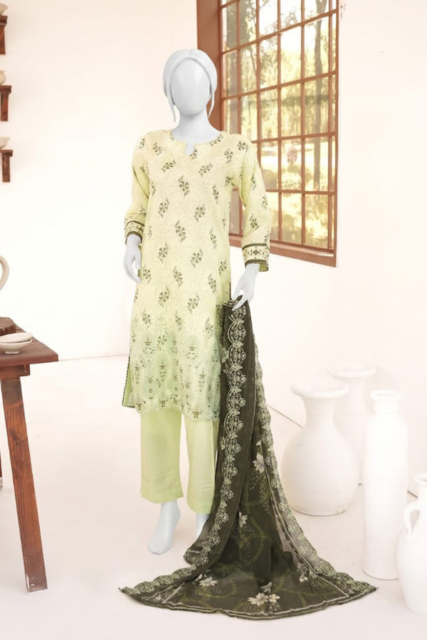 ZESH digital printed embroidered lawn 3 piece suit for women