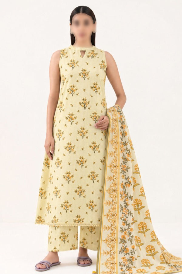 SAPPHIRE printed Karandi 3 piece unstitched suit with shirt, dupatta and trouser
