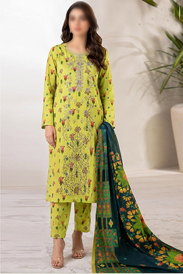 SAPPHIRE Embroidered Printed Linen 3 Piece Unstitched Suit for Women