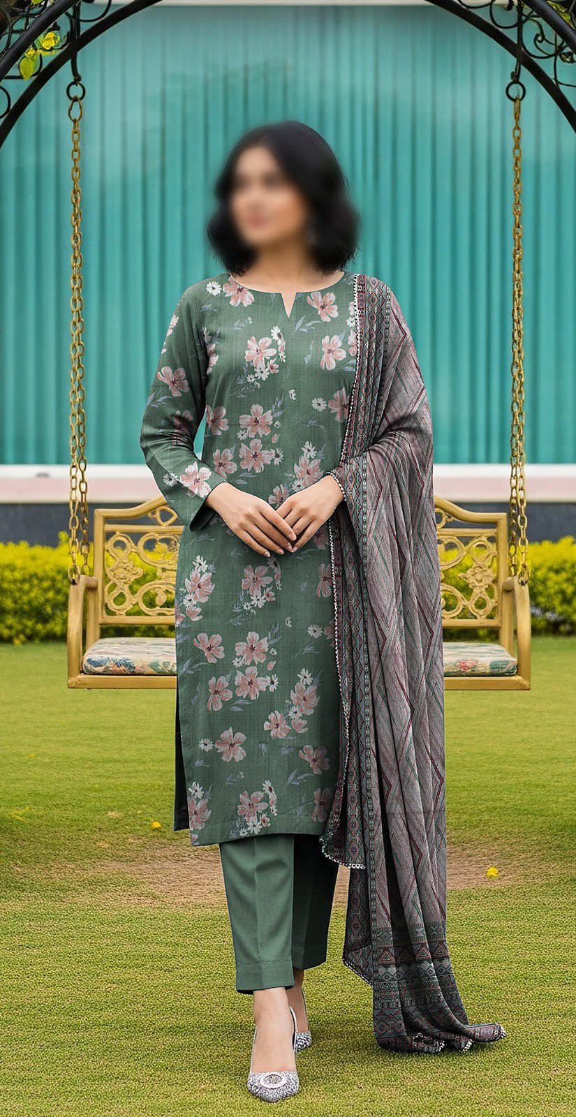 GUL AHMED Unstitched Printed Lawn 3pc Suit