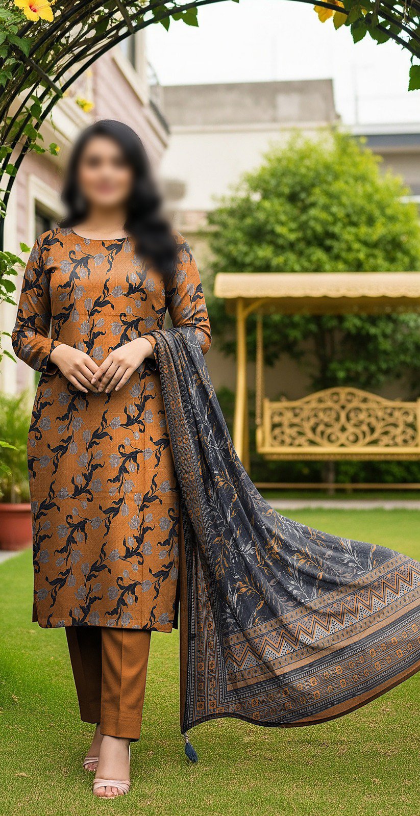 GUL AHMED Unstitched Printed Lawn 3pc Suit