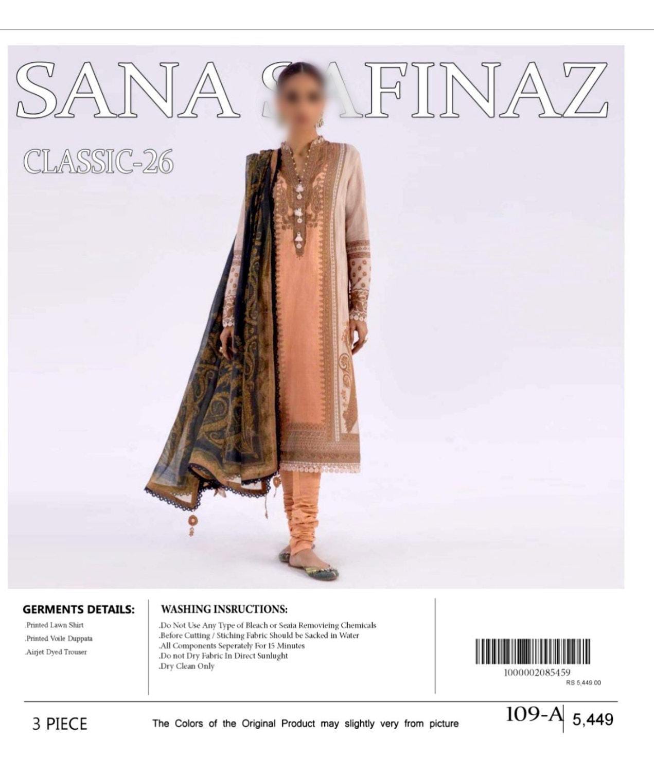 Sana Safinaz Unstitched Printed Lawn 3pc Suit
