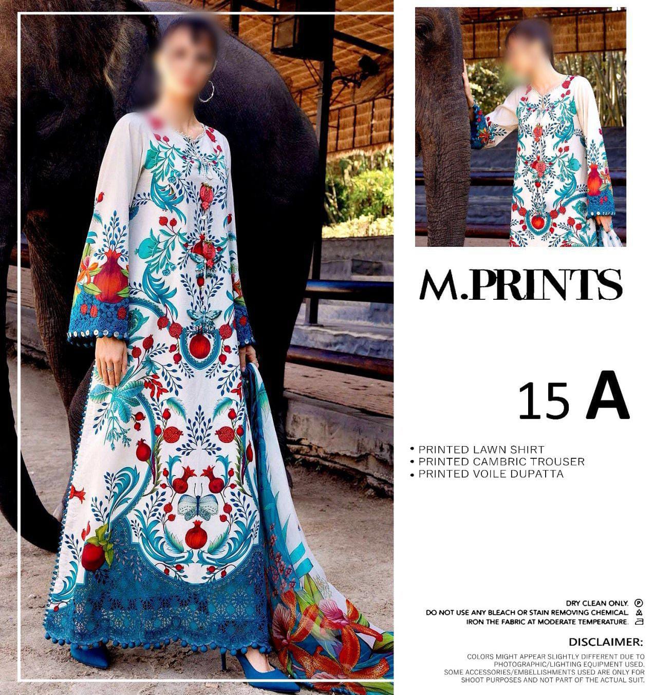 M.PRINTS Unstitched Printed Lawn 3pc Suit