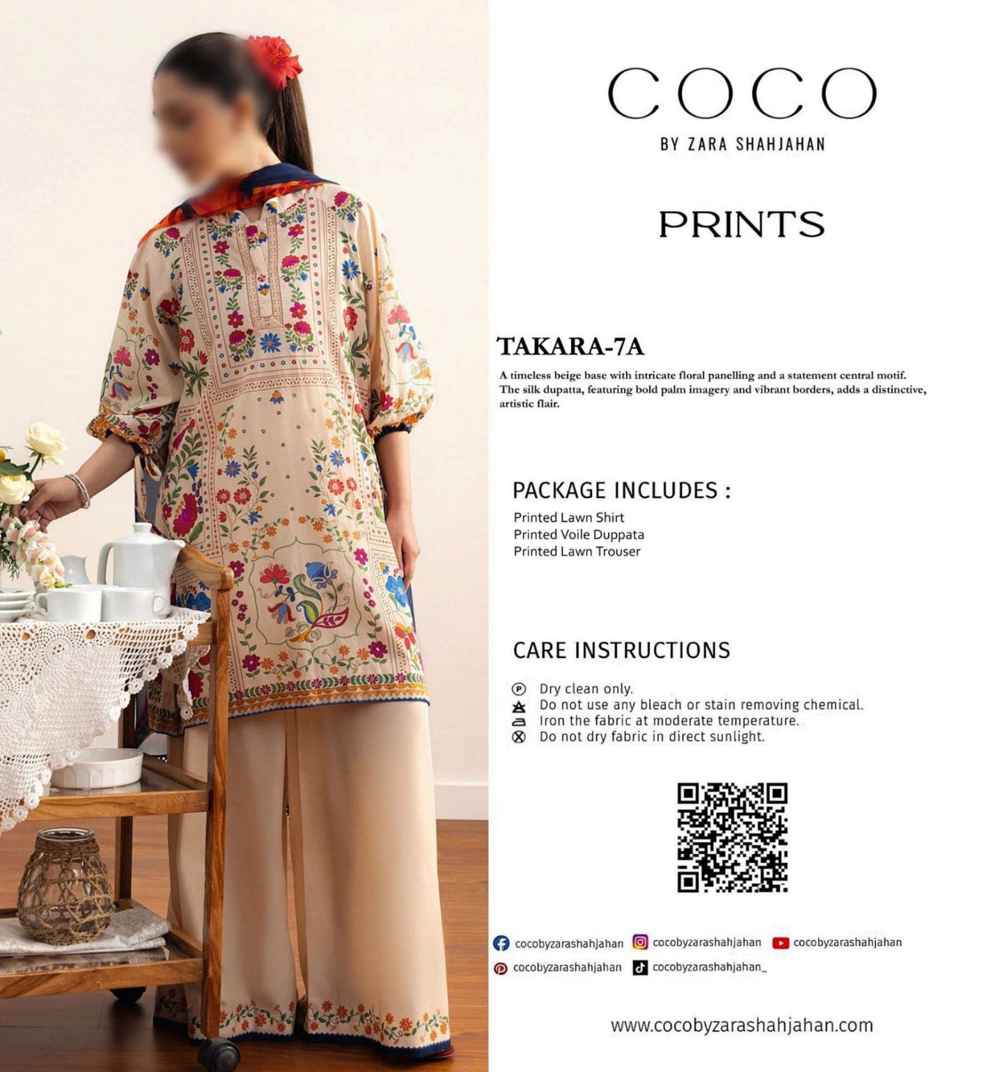 COCO Unstitched Printed Lawn 3pc Suit