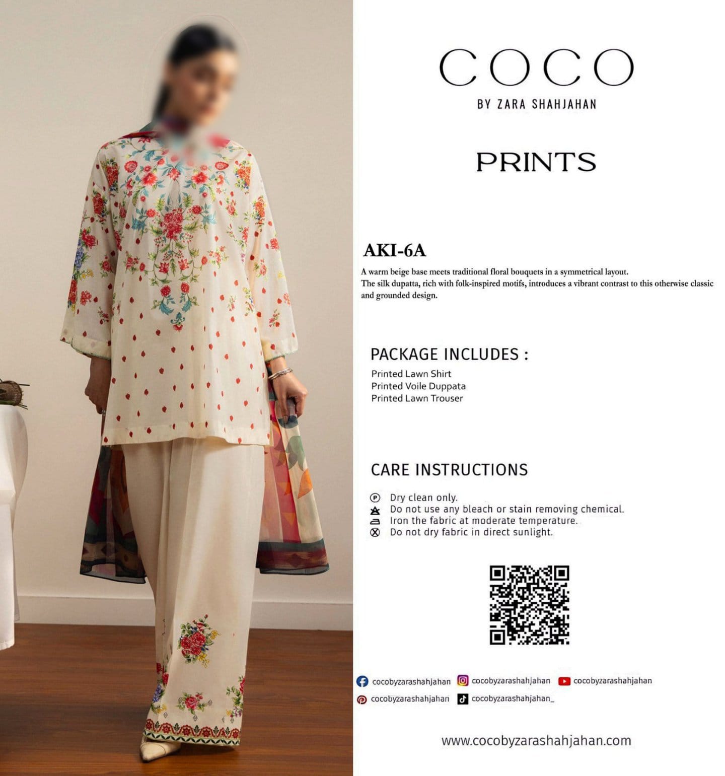 COCO Unstitched Printed Lawn 3pc Suit