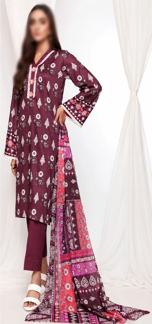 Nishat Unstitched Printed Lawn 3pc Suit