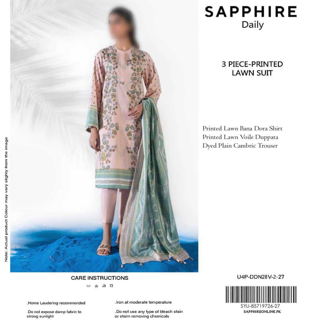 Sappjhire Unstitched Printed Lawn 3pc Suit