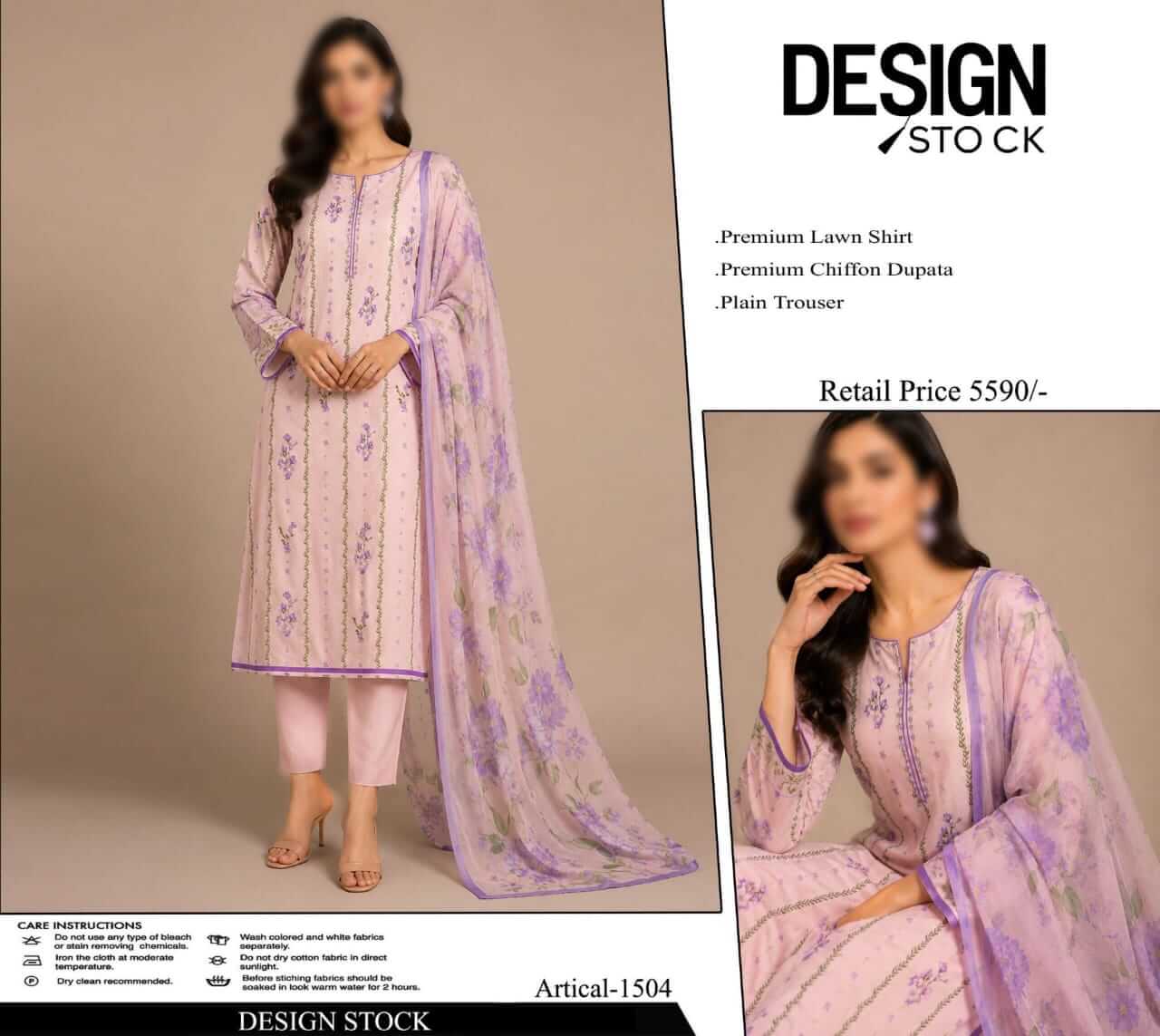Design Stock Unstitched Printed Lawn 3pc Suit