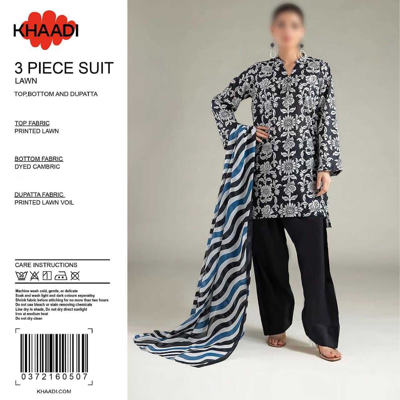 Khaadi Unstitched Printed Lawn 3pc Suit