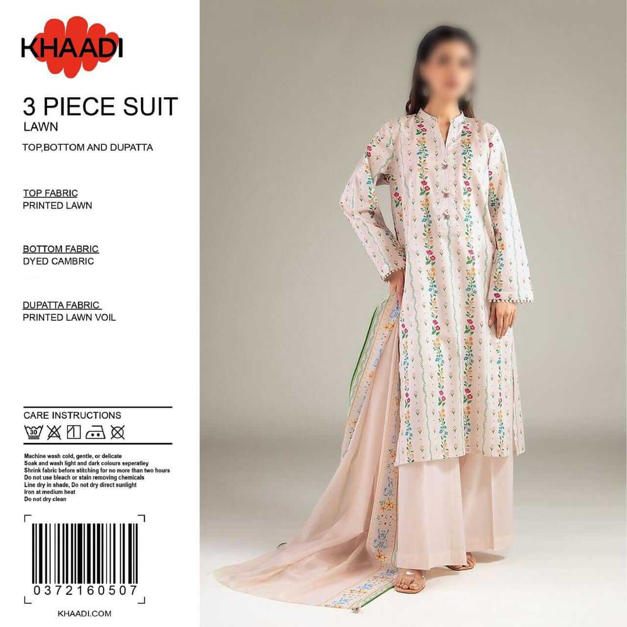 Khaadi Unstitched Printed Lawn 3pc Suit