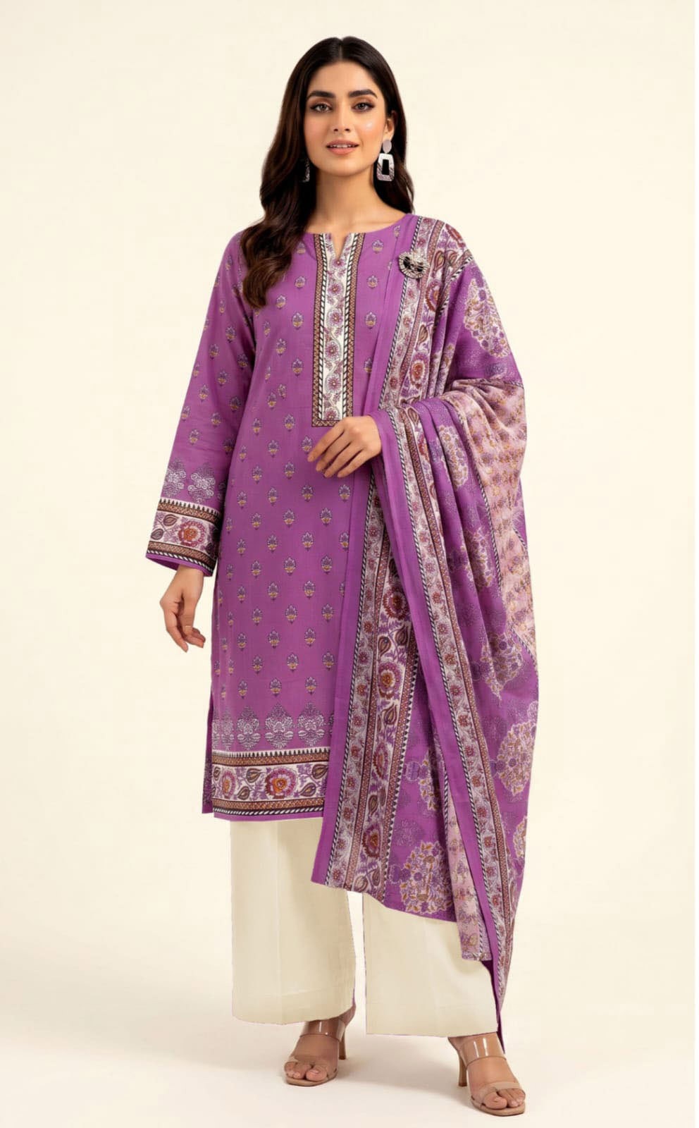 Sapphire Printed Lawn 3 Piece Unstitched Suit for Women