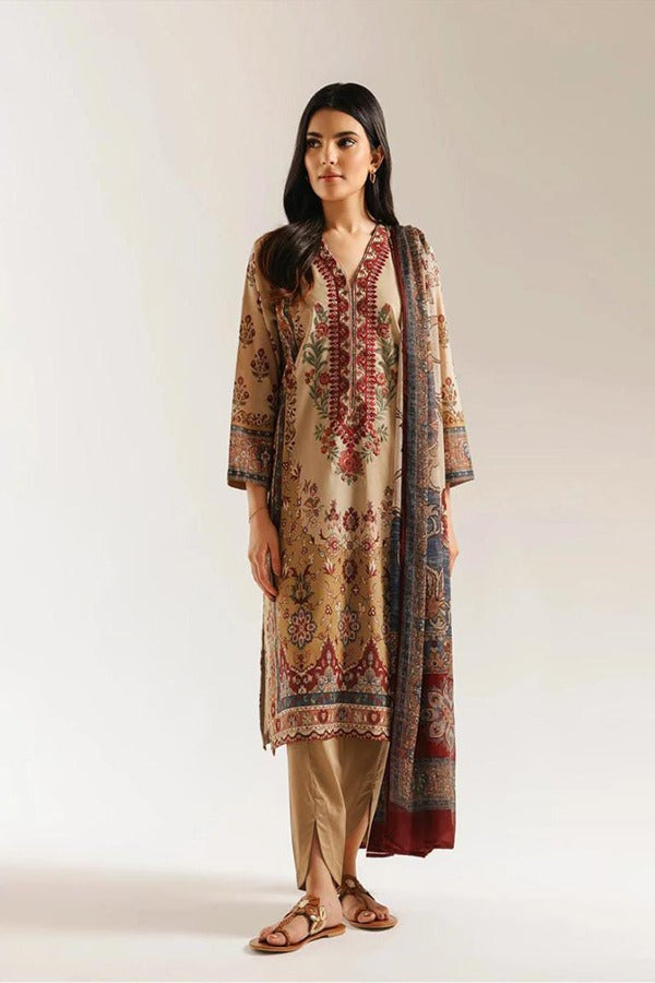 Ethnc 3 Piece Unstitched Embroidered Printed Lawn Suit Noor E Nazar Textile