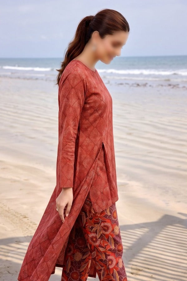 OSMA Digital Printed Linen 2 Piece Unstitched Suit for Women