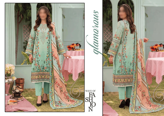 BELLEZA Digital Printed Khaddar 3 Piece Unstitched Suit for Women