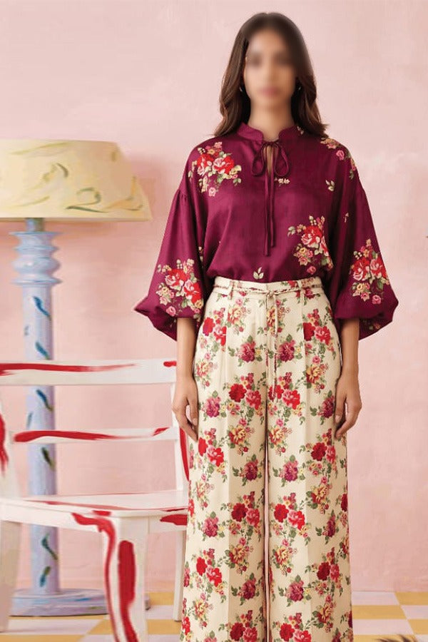 ZESH Digital Printed Silk 2 Piece Unstitched Suit for Women