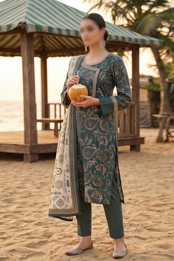 ZESH printed cambric cotton 3 piece suit for women