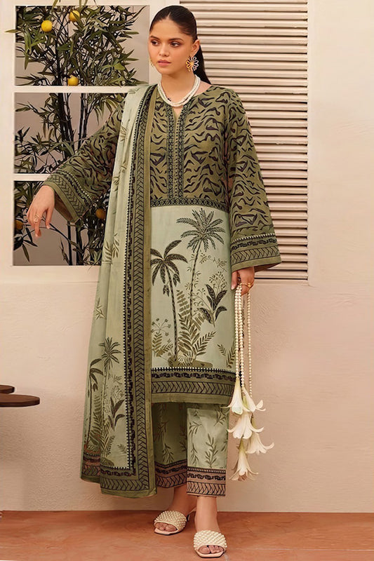 Sapphire 3 piece printed silk suit with Shamoze Silk shirt, Silk dupatta and trouser