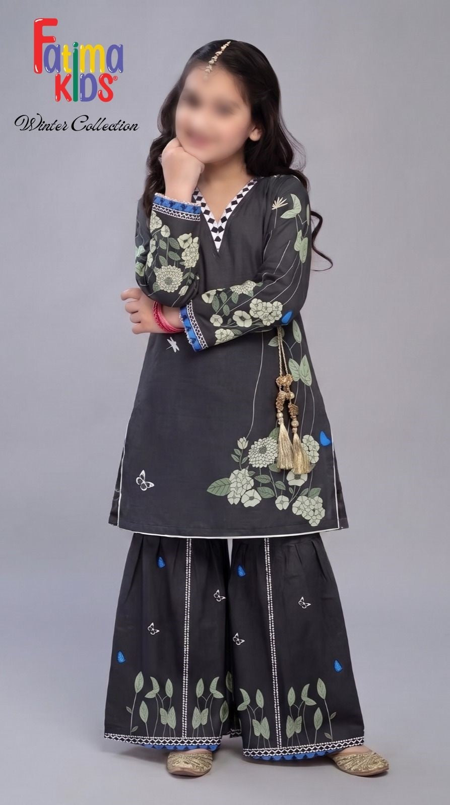 FATIMA KIDS 2 Piece Digital Printed China Linen Suit for Girls