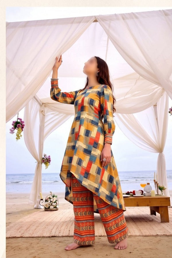 OSMA Digital Printed Linen 2 Piece Unstitched Suit for Women
