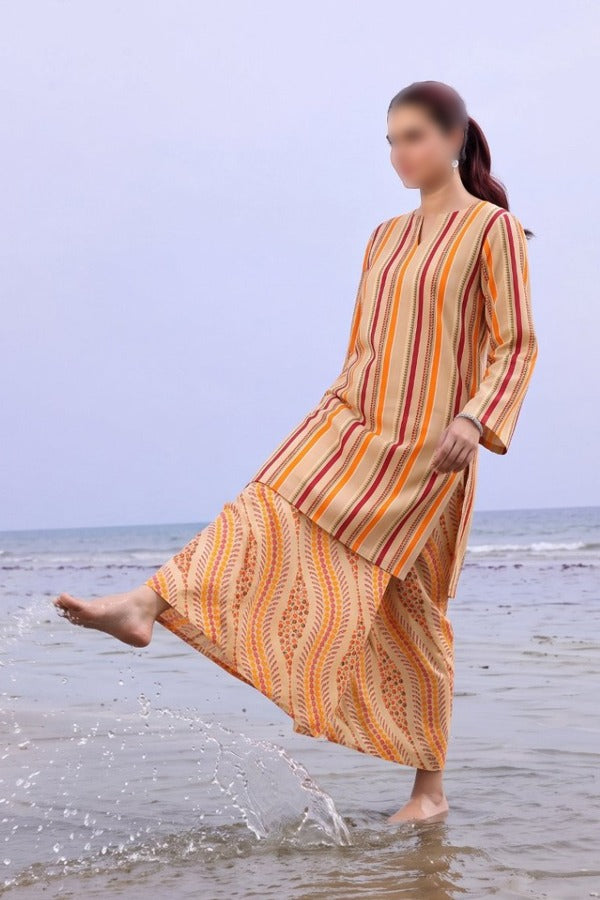 OSMA Digital Printed Linen 2 Piece Unstitched Suit for Women