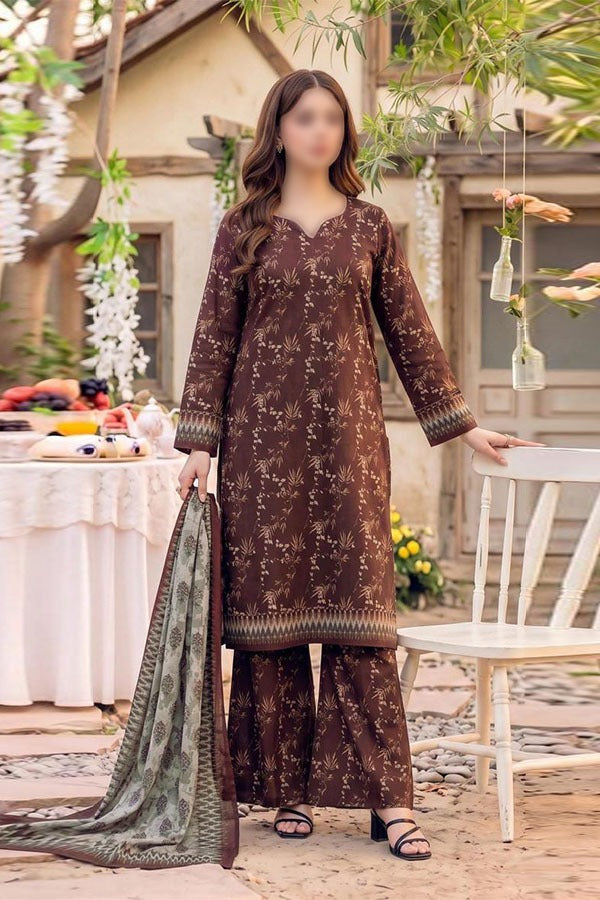 Safina 3 piece unstitched viscose suit with digital floral printed shirt dupatta and trouse