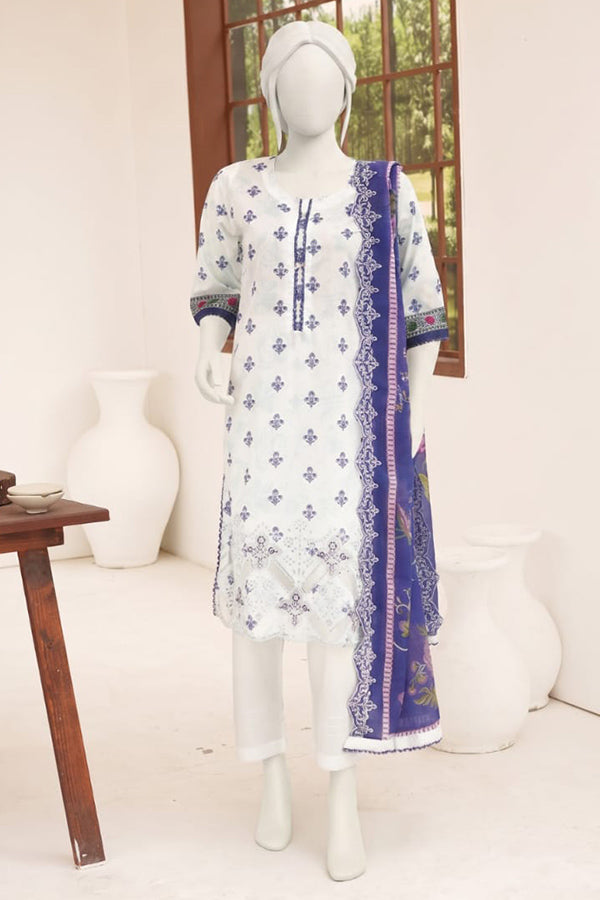 ZESH digital printed embroidered lawn 3 piece suit for women