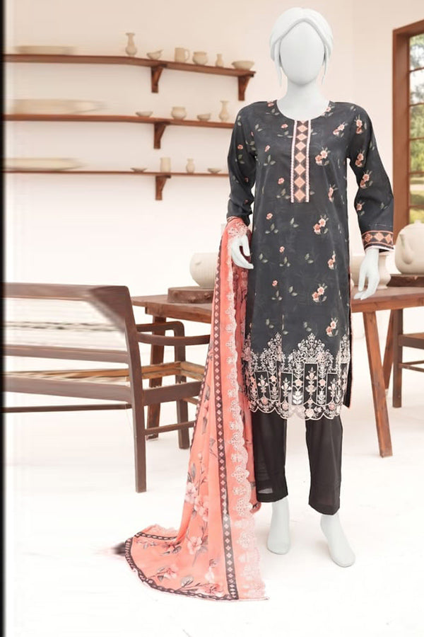 ZESH Digital Printed Embroidered Lawn 3 Piece Suit Noor E Nazar Textile