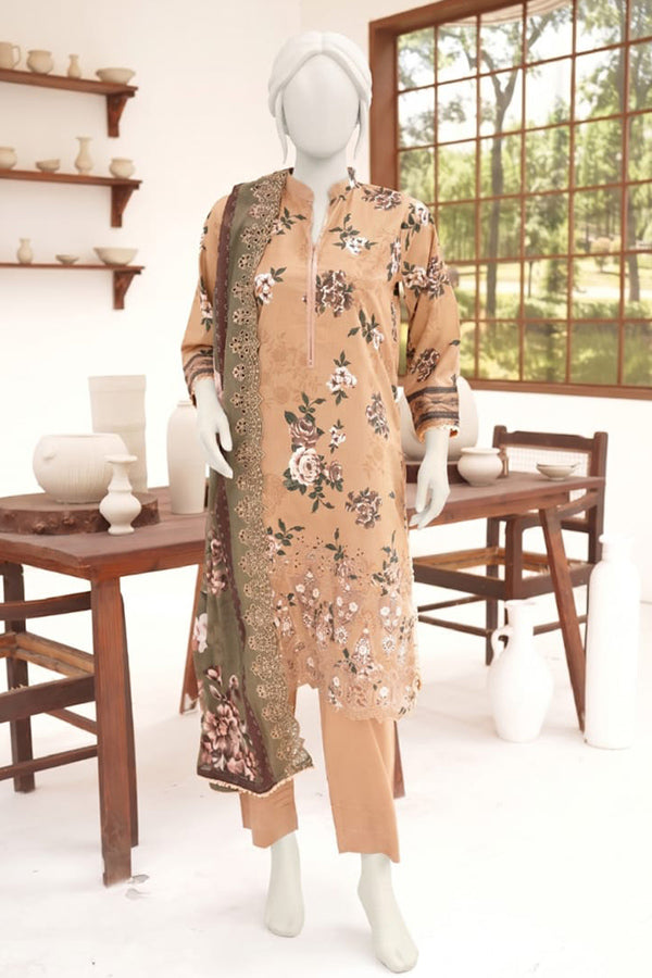 ZESH digital printed embroidered lawn 3 piece suit for women