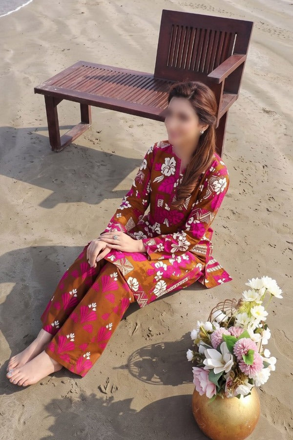 OSMA Digital Printed Linen 2 Piece Unstitched Suit for Women