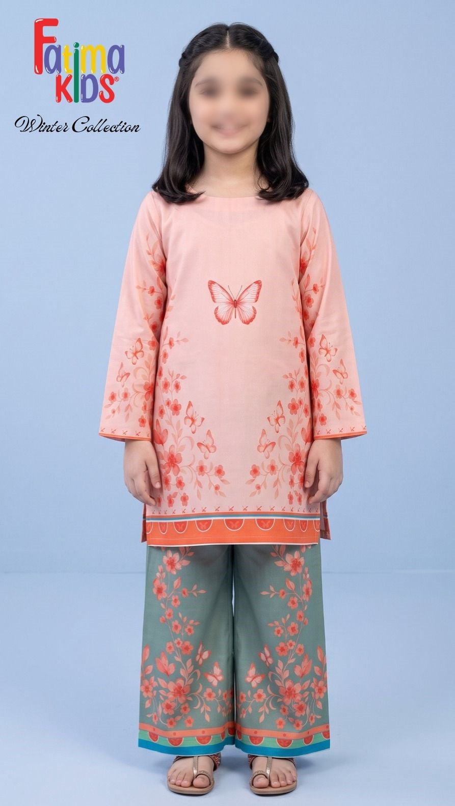 FATIMA KIDS 2 Piece Digital Printed China Linen Suit for Girls