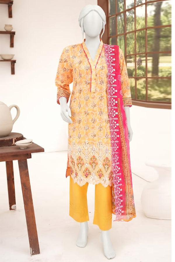 ZESH digital printed embroidered lawn 3 piece suit for women