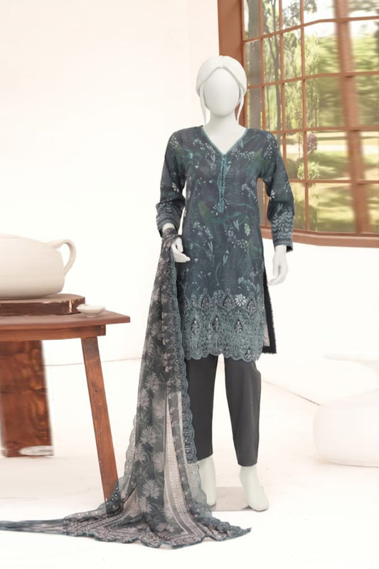 ZESH digital printed embroidered lawn 3 piece suit for women