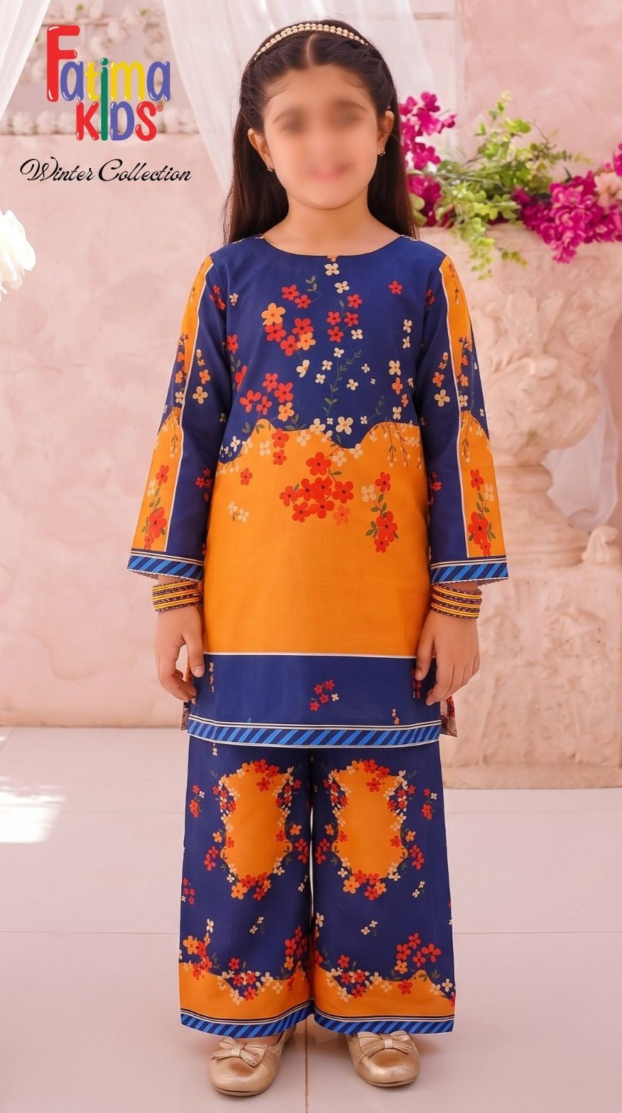 FATIMA KIDS 2 Piece Digital Printed China Linen Suit for Girls
