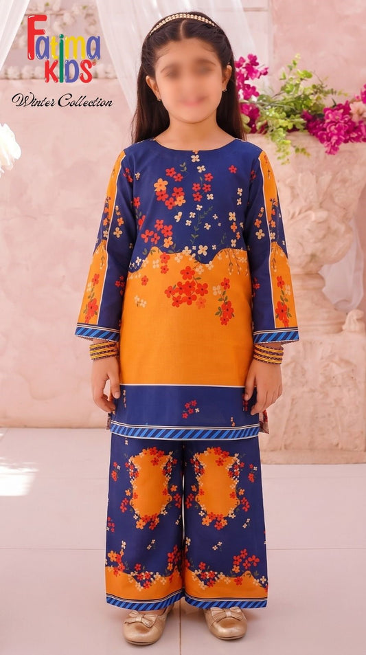 FATIMA KIDS 2 Piece Digital Printed China Linen Suit for Girls