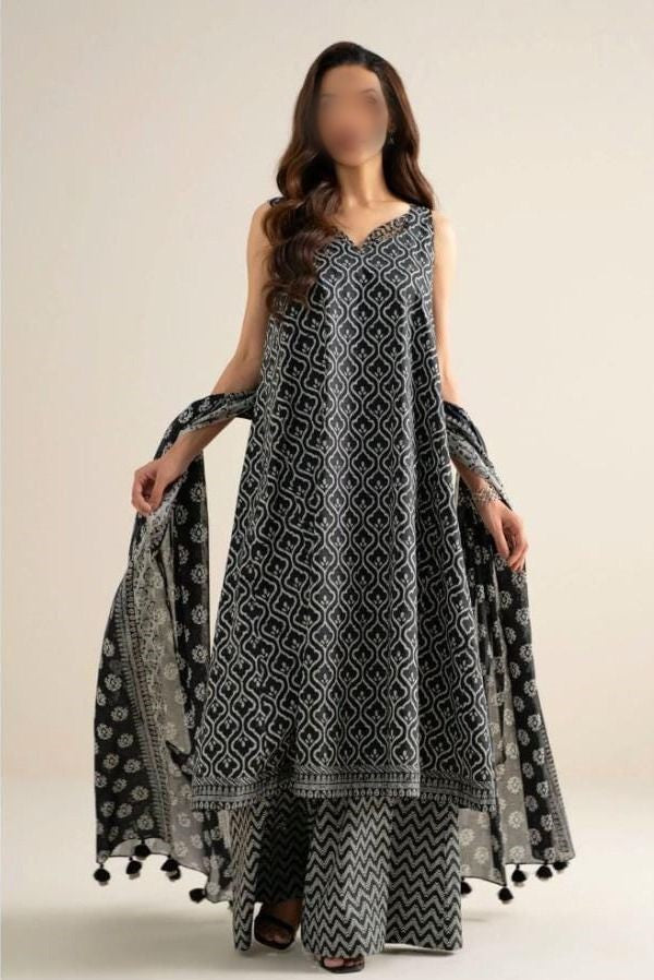 SAPPHIRE 3 Piece Printed Khaddar Suit for Women with Printed Khaddar Dupatta
