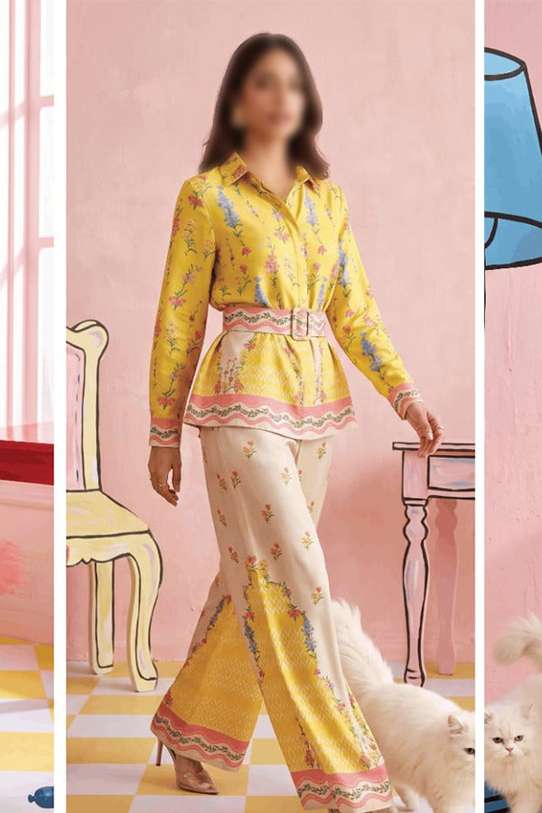 ZESH Digital Printed Silk 2 Piece Unstitched Suit for Women