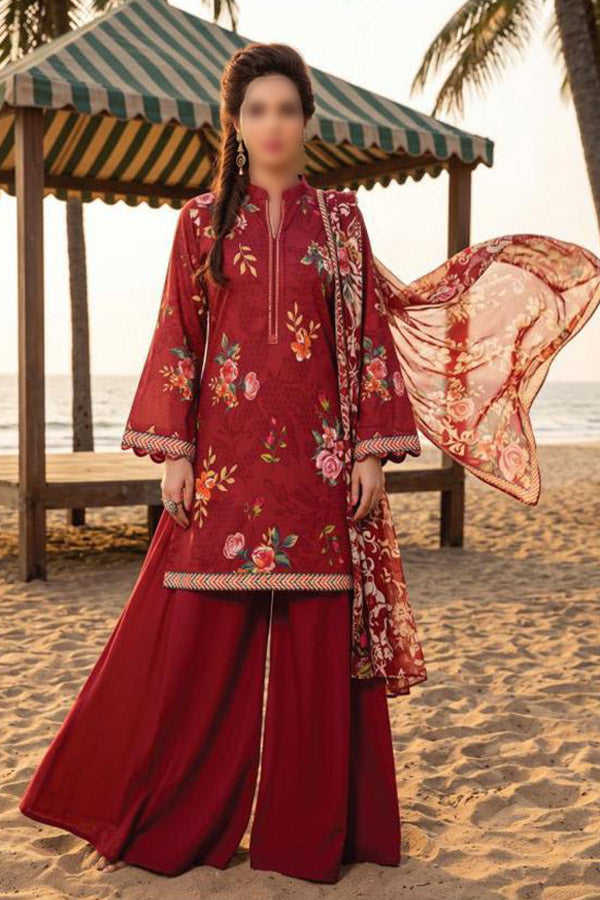 ZESH printed cambric cotton 3 piece suit for women